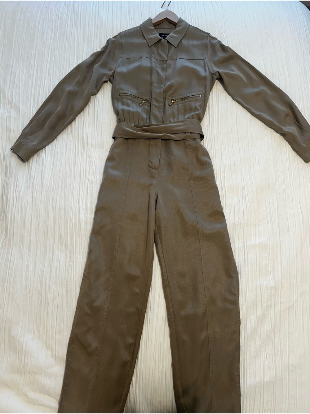 ME+EM Taupe Utility Tie-Waist Jumpsuit with Zip Pockets - Picture 5 of 14